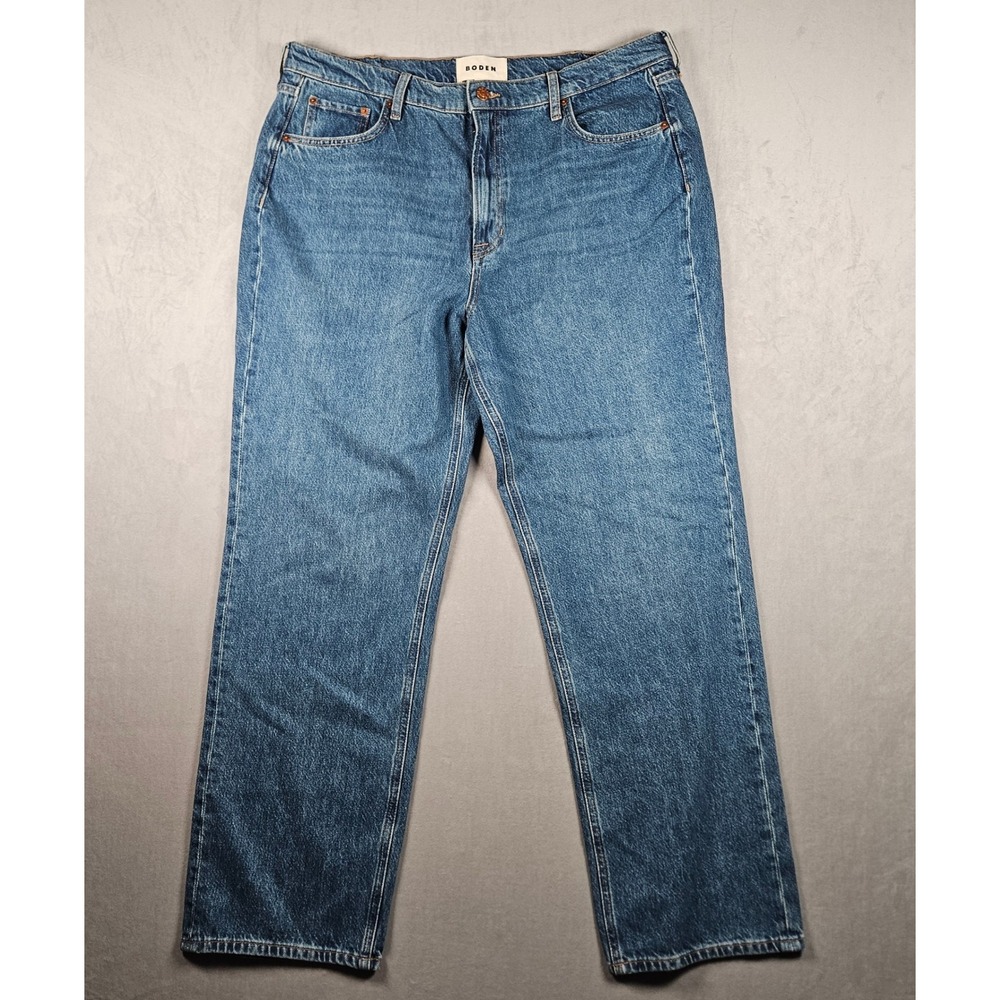Boden High Rise Straight Jeans Womens W33 L Blue Denim 100% Cotton Classic